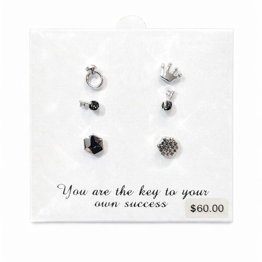 Fine Silver-Plated Stud Earrings Bundle | 6 Pairs | Minimal & Chic